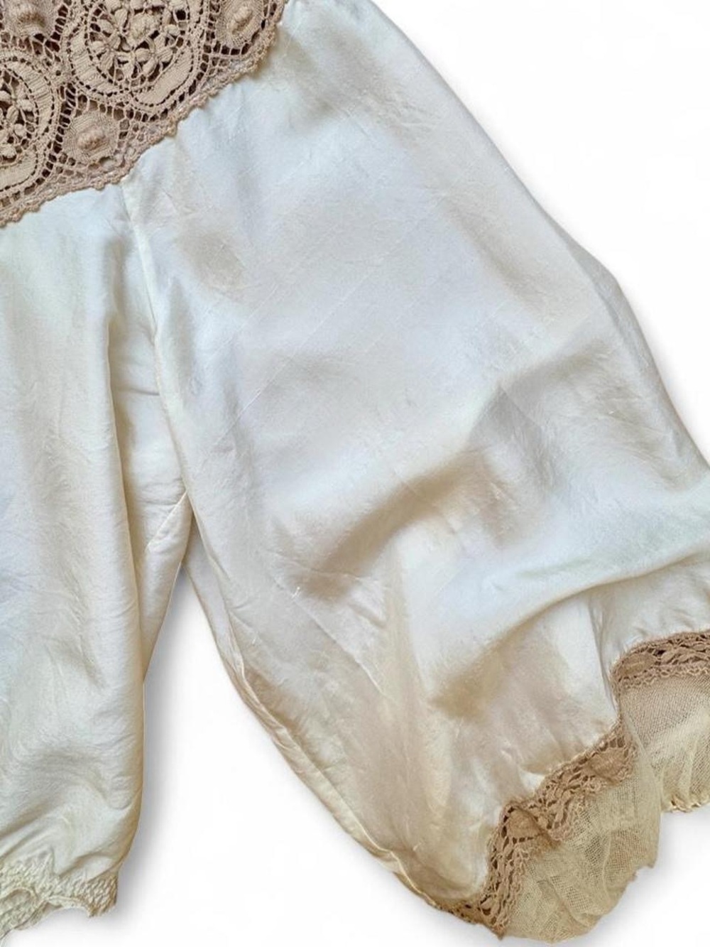 Jean Paul Gaultier 2006 Runway VTG Silk & Lace Peasant Blouse Off Shoulder Sz M - Picture 2 of 8